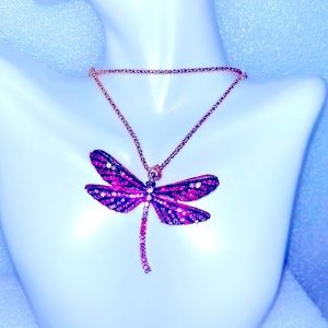 Betsey Johnson Pink DragonFly Pendant Necklace